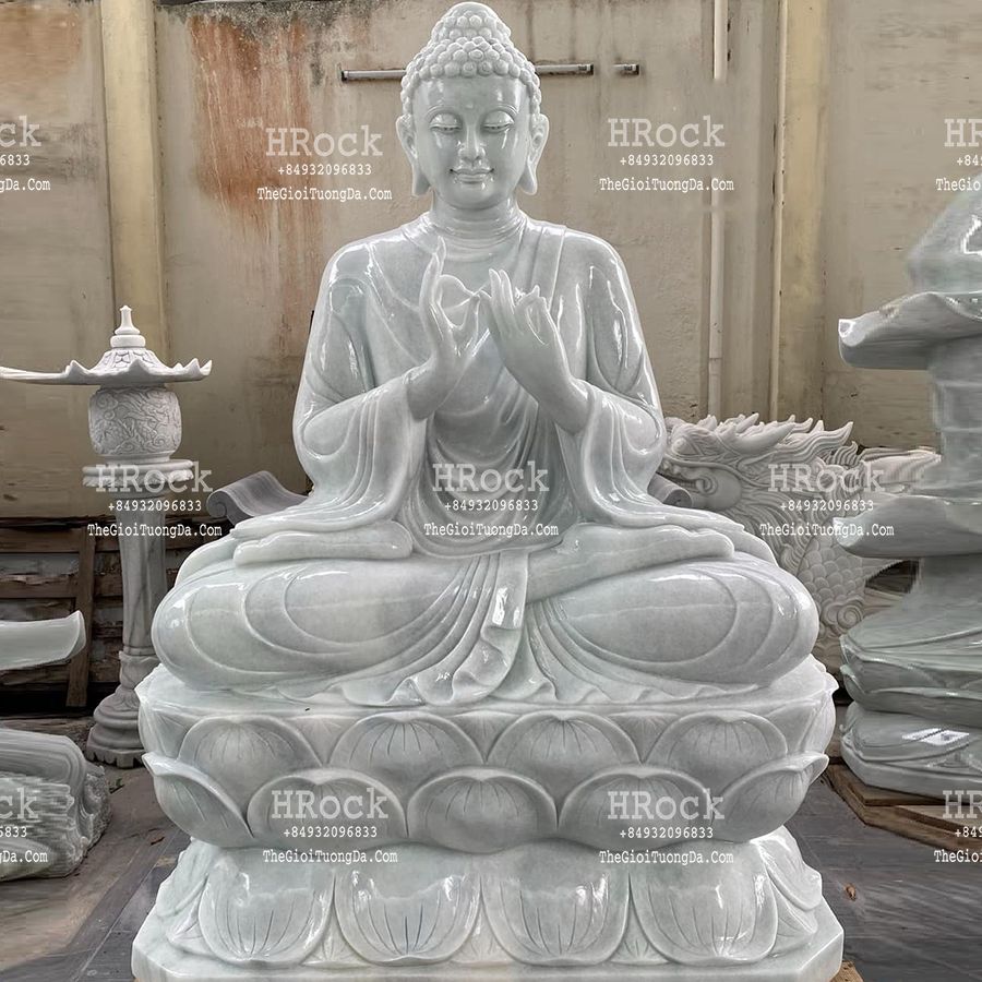 Tượng Phật Thích Ca Đá Trắng Cao 1m6